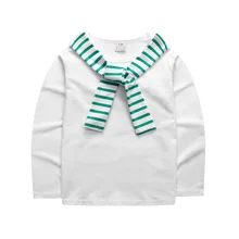 LOOZYKIT, Детская Повседневная футболка с длинными рукавами в морском стиле хлопковая Однотонная рубашка футболка для девочек, одежда для младенцев