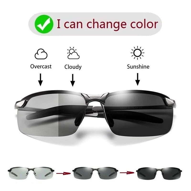 

Color Changing Sunglasses Men Polarized Chameleon Glasses Men Driving Sunglasses Day And Night Vision Driver Goggles uv400