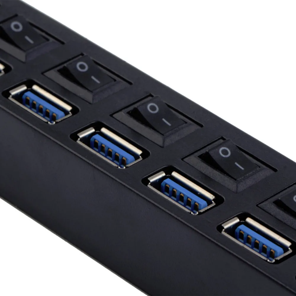 7 портов USB 3,0 концентратор с переключателем вкл/выкл+ ЕС/США адаптер переменного тока для ПК ноутбук новейший