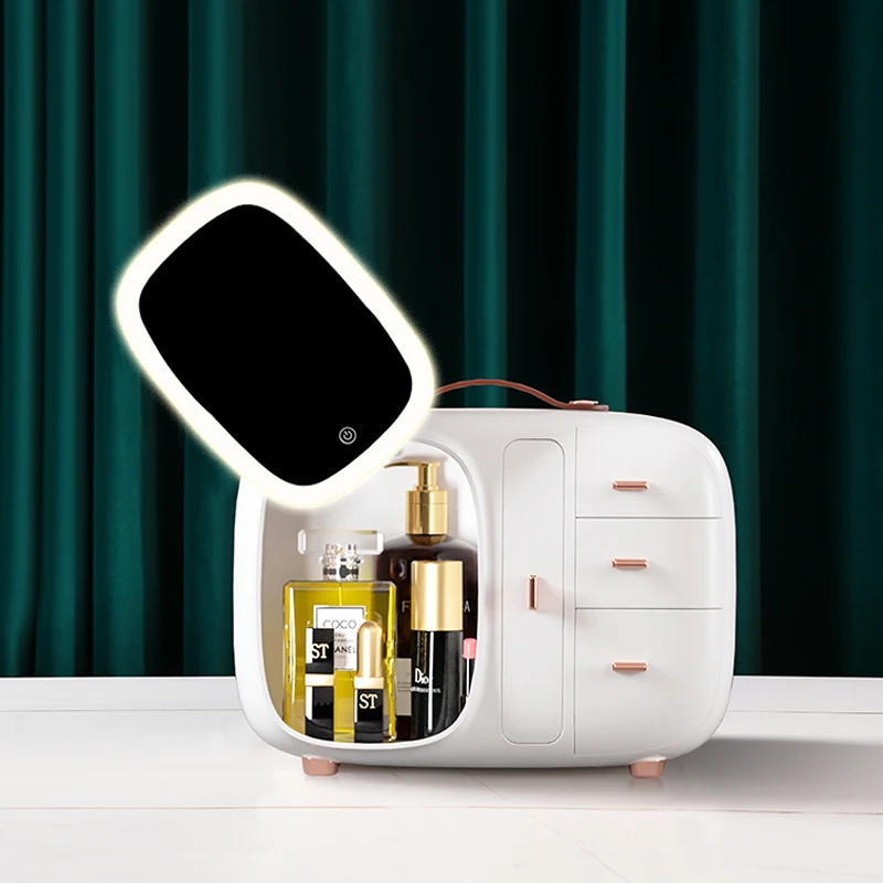 

Cosmetic Case Led Cosmetic Mirror Lid Separable Cosmetic Jewelry Box USB Rechargeable Waterproof Dustproof Makeup Led Mirror