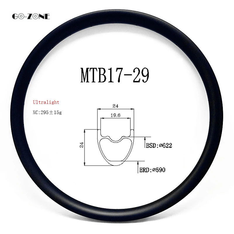 Go-zone сверхлегкий rodas mtb 29 XC 24x24 мм бескамерный горный диск карбоновый обод UD матовый/глянцевый велосипед колеса 24H 28H 32H 36H