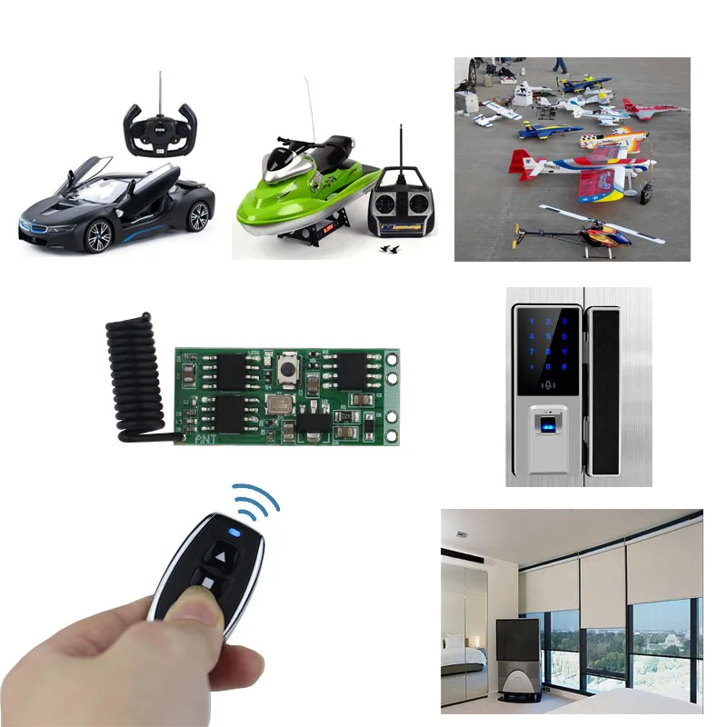 433mhz wireless remote control switch  rf transmitter receiver 5v 9v 12v 1CH motor Forward Reverse steering Controller module-5