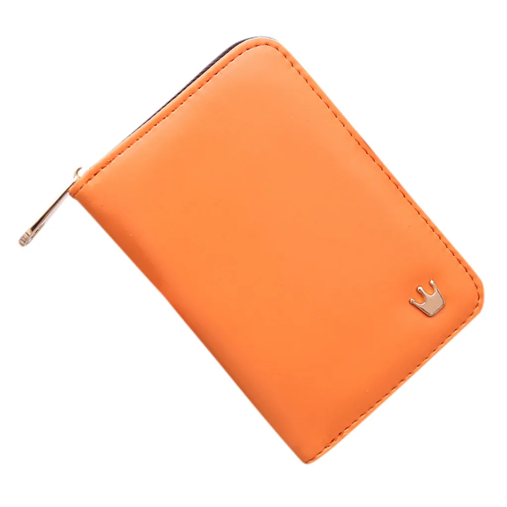 Orange MAIOUMY сумка, сумки для женщин,, простой короткий кошелек на молнии для монет, украшенный короной, Мини кошельки для денег, модный держатель для карт, кошелек 1103 - Color: Orange