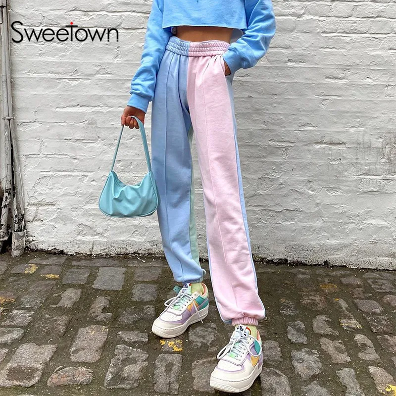 pink and blue joggers