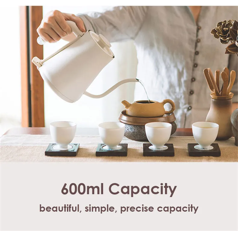 600ML Capacity Electric Kettle Fast Boiling Water Heater 1200W Desktop Teapot 304 Stainless Steel Water Boiler
