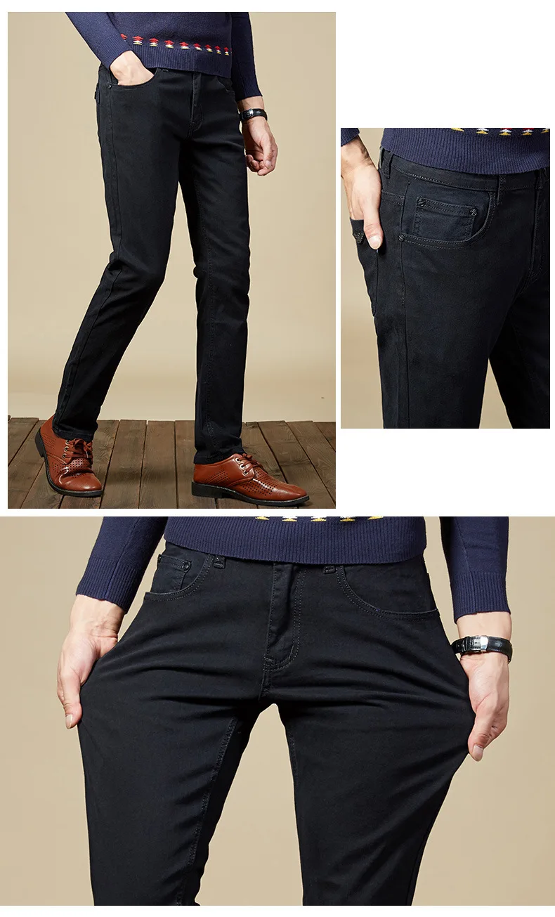 Импортные товары, бренд, стиль, однотонные черные мужские джинсы, Большой размер, эластичные, чистый хлопок, прямые, мужские брюки a Gener