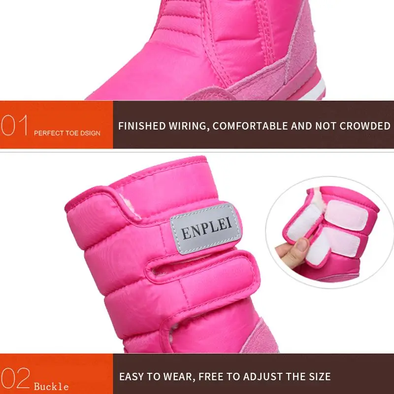 Women Fashion Metal Buckle Low Heels Boots Winter Snow Warm Fur Boots Waterproof Non-Slip Colorful High-top Fur Lined Ski Shoes