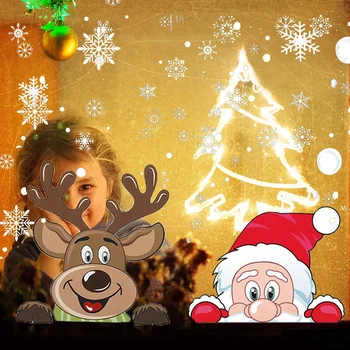 

White Snowflake Sticker Decoration Glass Window Kids Room Christmas Wall Stickers Home Decals Decoration New Year 2021