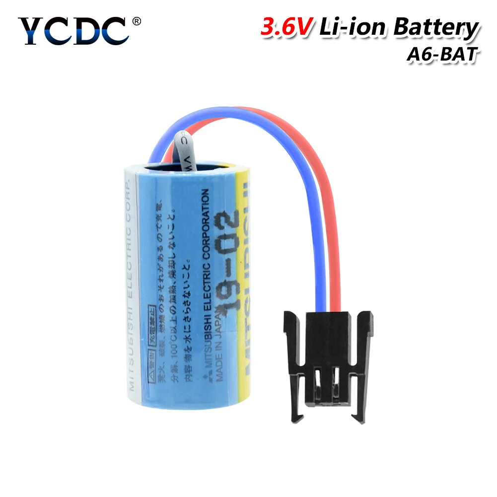 YCDC оригинальная A6BAT 3,6 V PLC батарея для Mitsubishi ER17330V промышленная батарея 2/3a er17330v PLC управляемая батарея с вилкой