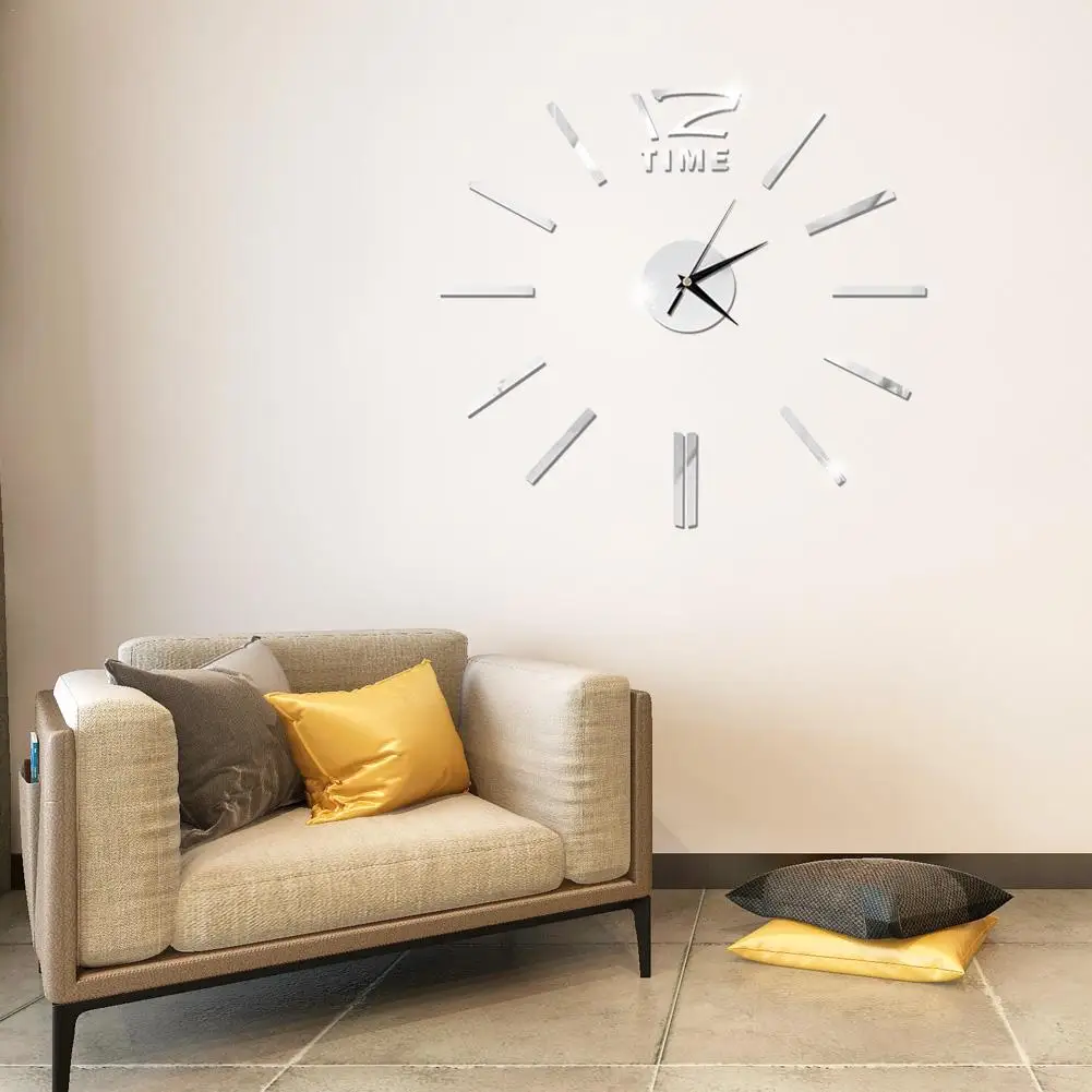 Antique Mini DIY Mirror Surface Clock Sticker Mute Wall Clock 3D Wall Watch Living Room Home Office Decor Christmas Gift