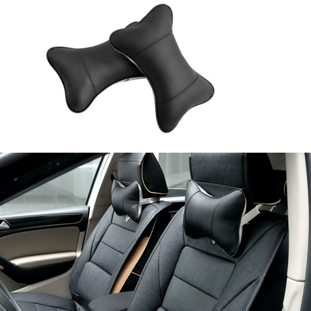 2PCS Car Seat Head Neck Rest Support Cushion Pad Head Rest Pillow Bone Shaped