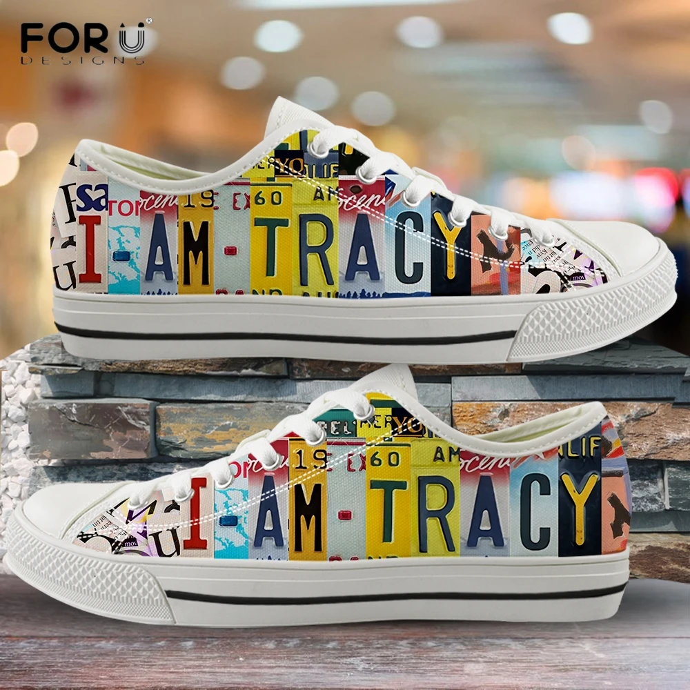 

FORUDESIGNS I am Tracy Print Ladies Canvas Shoes Casual Low Top Vulcanized Shoes 2020 Vintage/Classic Spring Women's Foowear