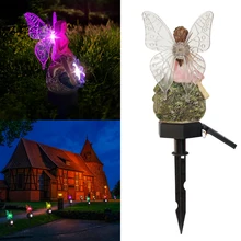 Светодиодный светильник на солнечной батарее с красивым цветком, сказочный фонарь на солнечной батарее, декоративный светильник для улицы, для газона, двора, для сада, патио