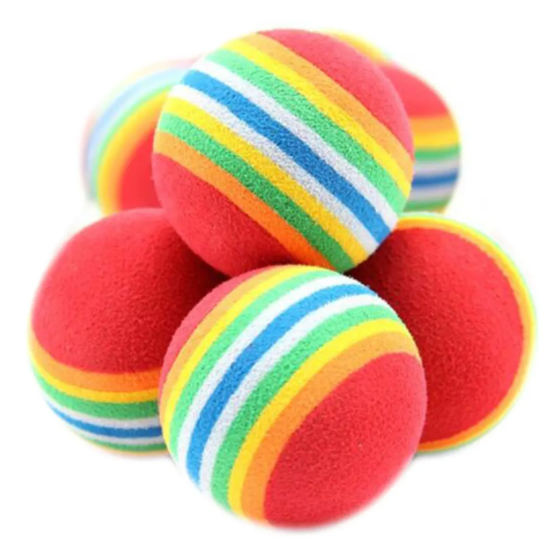 

Rainbow Ball Cat Toy 10PCS Colorful Ball Interactive Pet Kitten Chew Scratch Natural Foam EVA Ball Training 3.5cm Pet Supplies