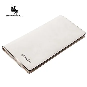 

JIFANPAUL 2020 New Men's long wallet, matte retro wallet, ultra-thin button wallet, multifunctional zipper buckle
