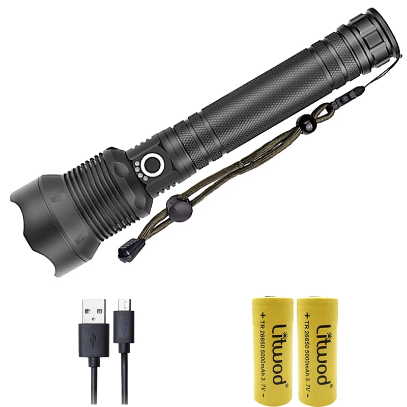 Litwod Z901282 светодиодный светильник-вспышка Новое поступление CREE XHP70.2 Мощный тактический фонарь светильник 8000лм 18650& 26650 фонарь на батарейках - Испускаемый цвет: 26650 battery