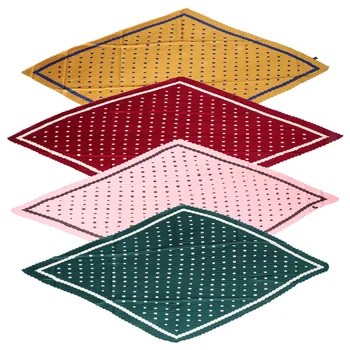 

4pcs Delicate Silk Scarf Creative Neck Scarf Rhombus Fashion Neckerchief for Women Ladies Female(Random Color)