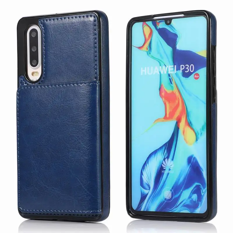 Мягкий чехол из искусственной кожи в стиле ретро для huawei mate 20 P30 Pro Lite Capa mate 20Lite mate 20Pro с отделением для кредитных карт задняя крышка - Цвет: Синий