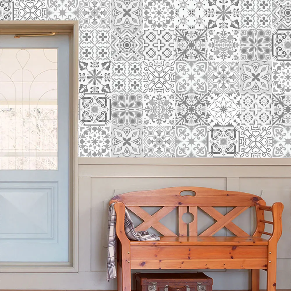 Ceramic Tile 3D Printing Film PVC Floor Contact Paper Covering DIY Self-adhensive Waterproof Wall Sticker | Дом и сад