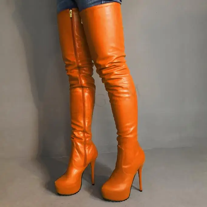 LGZ834 Brown LAIGZEM/ г.; женские сапоги до бедра; Сапоги выше колена из искусственной кожи; сапоги на платформе; зимняя обувь на молнии; Botas Mujer; большие размеры 52 - Цвет: LGZ834 Brown