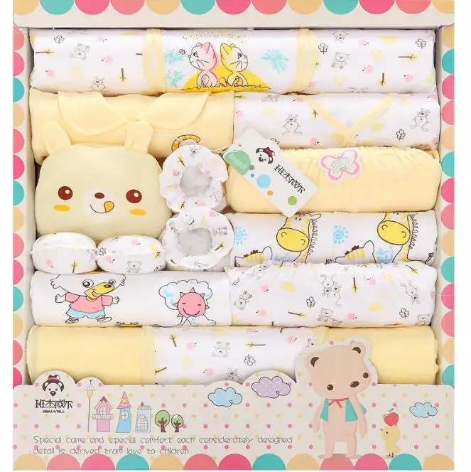 YKQ011C-Thin Детский костюм 18 шт./компл. из хлопка для новорожденных, комплект одежды из футболки с длинными рукавами для детей, нижнее бельё для девочек, футболка и штаны, юбка-брюки шляпа подарок - Цвет: YKQ011C-Thin