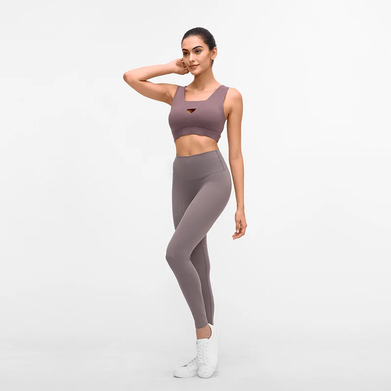 2021 autumn winter new nude yoga panties  women  high waist raise hip stretch fitness nine-quarter pants tight pants