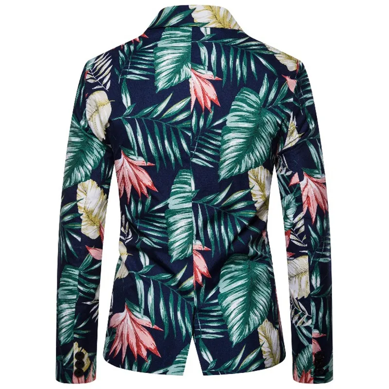 Casual Suit Jacket New Design Hawaiian Print Style Flower Series Fashion Single-Breasted Top