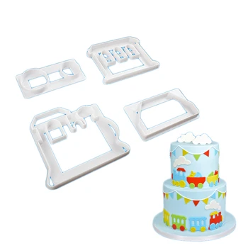 

4 Pcs/Set Small Train Cake Cutter Sugarcraft Cupcake Pastry Mould Cookie Mold Fondant Reusable Cake Decorating Tools For Biscuit