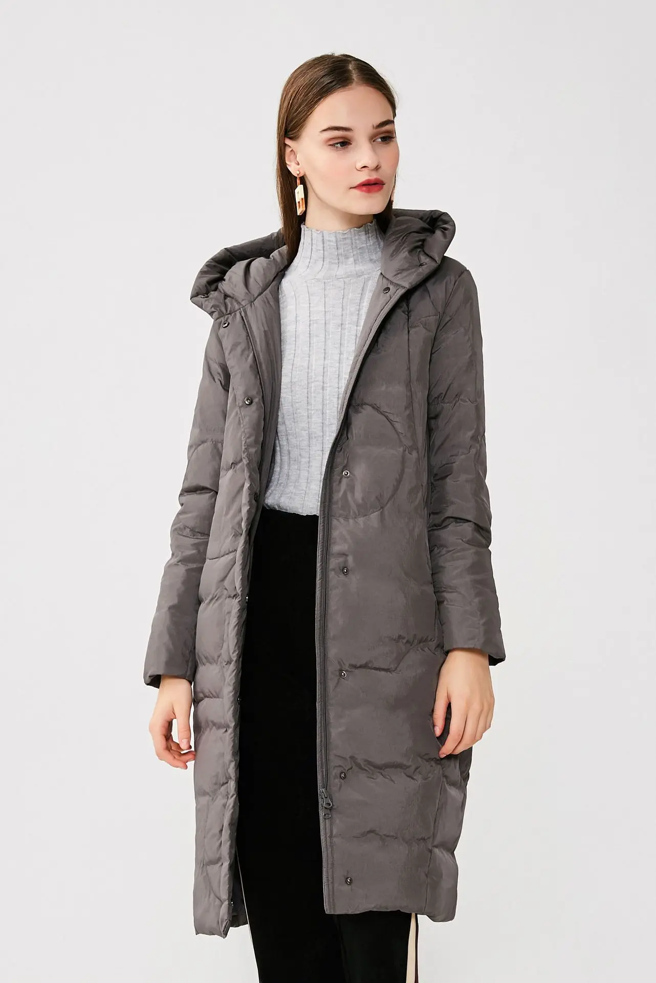 Стиль Для женщин зимняя куртка на пуху модное Повседневное Long Slim Fit Сапоги выше колена зимняя куртка