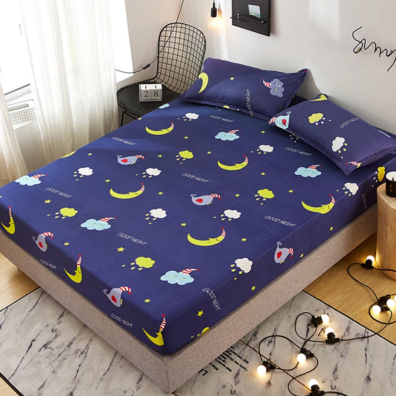 Простыня для матраса синего цвета Good Night Moon Stars 1 шт. простыни из полиэстера с эластичной лентой 150*200 см 180*220 см 200*220 см