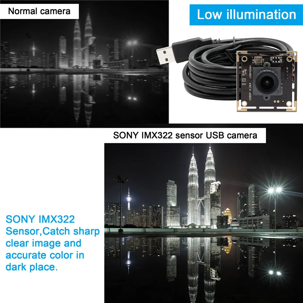 ELP 2 мегапикселя 1/2. 9 дюймов IMX322 0.01Lux камера для ночной съемки модуль usb для android linux, windows