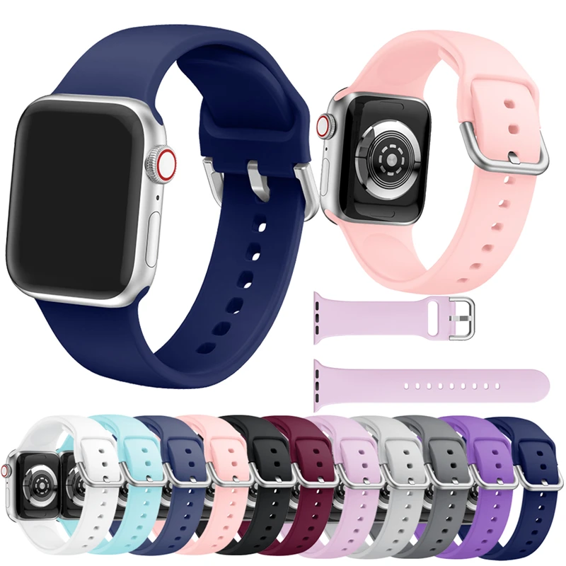 Силиконовый ремешок для часов apple watch 44 мм/40 мм iwatch band 38 42 спортивный браслет