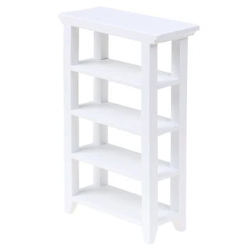 

New 1Pc Shelf White 1/12 Dollhouse Miniature Furniture Wooden Study Accs for Dolls Bedroom Kids Children Pretend Play Toys