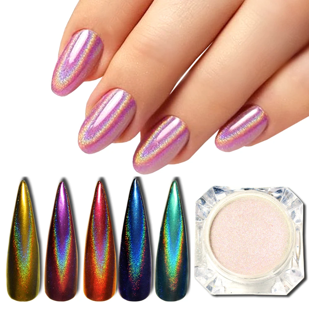 0,5 г лазерный блеск для ногтей Holo Shimmer Порошковая голографическая зеркальная Ослепительная Пыль для украшения ногтей своими руками хромированная пигментная LALB01-06-1