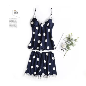 

Pajamas Sets Silk Lace Sleepwear Summer Underwear Sexy Pyjamas For Women Casual Home Wear Lingerie Pijama Mujer 2PCS