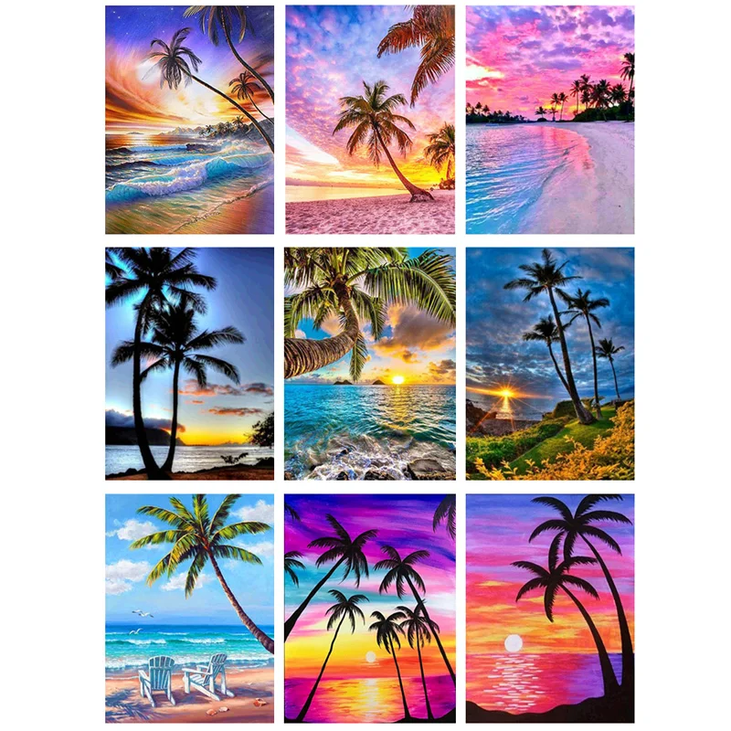 Кокосовое дерево Алмазная картина живописные 5D бриллианты мозаика Приморский