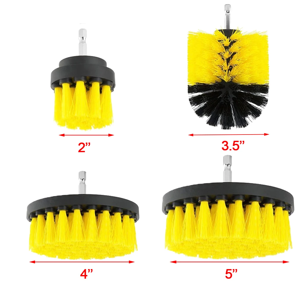 4pcs Power Scrubber Brush Drill Brush Wheel Brushes for Car Washing Rims Cleaner Bathroom Tub Shower Cleaning Tool 2/3.5/4/5''