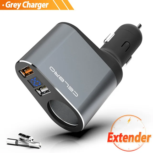 Автомобильное зарядное устройство Quick Charge 3,0 Qc3.0 Dual Usb Автомобильное зарядное устройство адаптер цифровой светодиодный дисплей Быстрая зарядка для мобильного телефона samsung - Тип штекера: Only grey charger