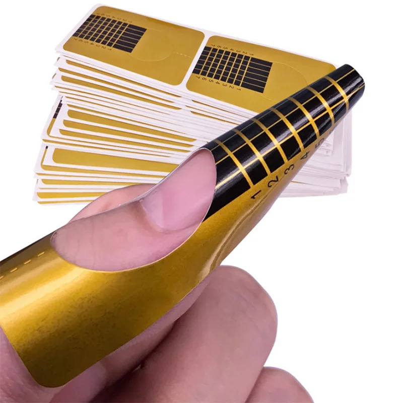 100 PCS Nail Form KODIES гель 30 мл полигель для ногтей акриловый полигель белый металл с прозрачными кристаллами УФ светодиодный Гель-лак - Цвет: 100 PCS Nail Form
