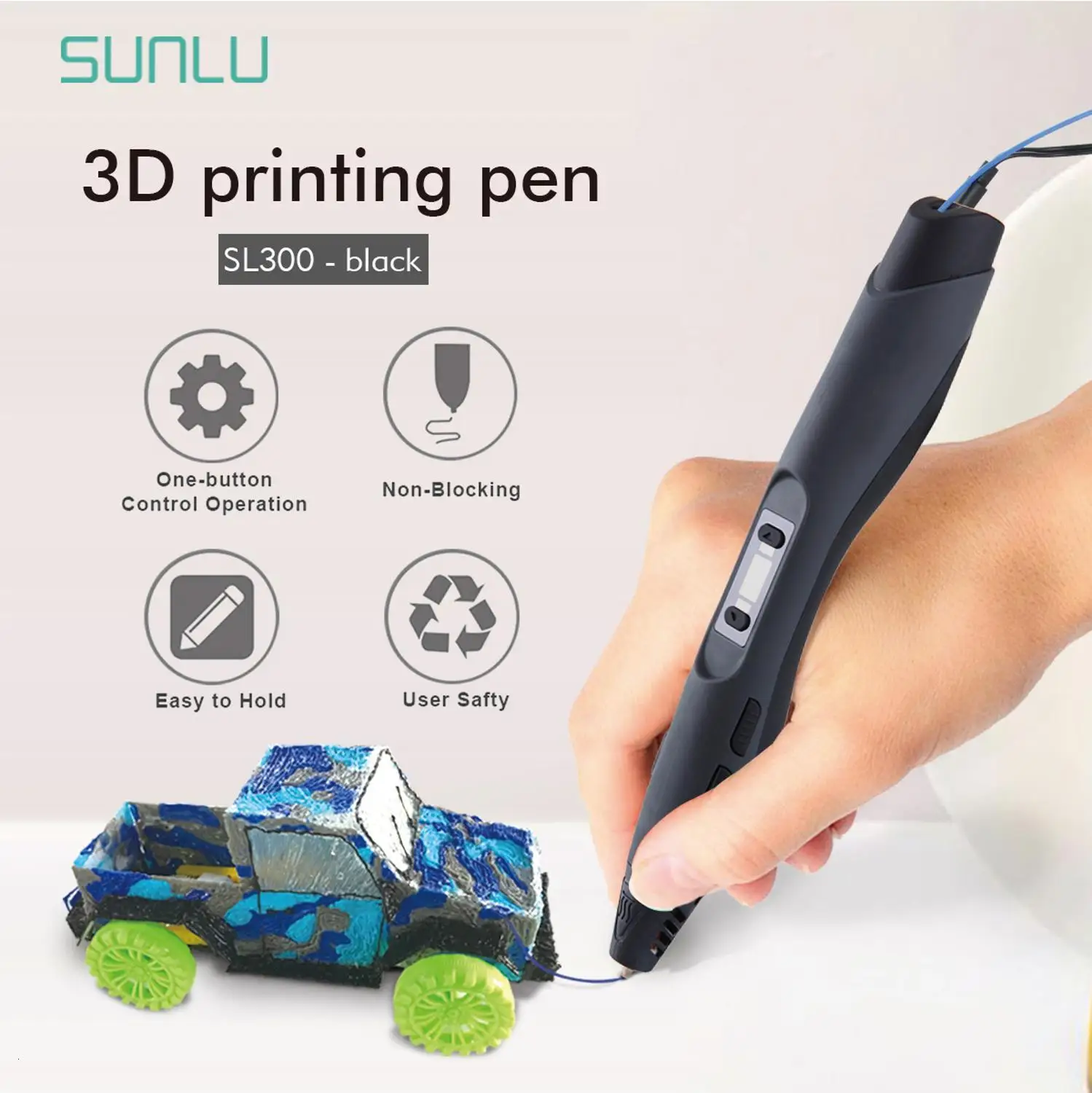 SL-300 3D Ручка DIY автомобиля цифровой 3D Печатающая ручка для контроля уровня сахара в крови с 50 м PLA нити исследовать мозги соизволил каракули подарок на день рождения