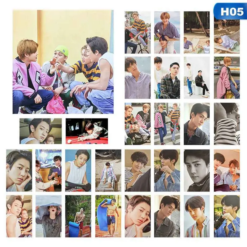 30pcs/set EXO Hawaii Photobook Album Self Made Paper Lomo Card Photo Card Poster Photocard Fans Collection - Цвет: H05