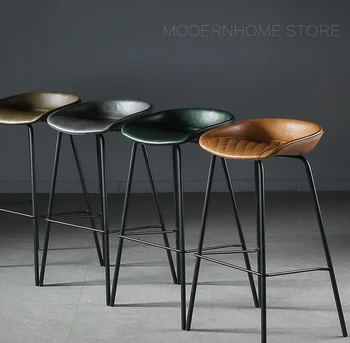 

Modern Fashion Hot Sale Metal Loft Nordic wholesale cheap Promotion Nice Upholstered PU Leather soft cover Bar Counter Stool 1PC