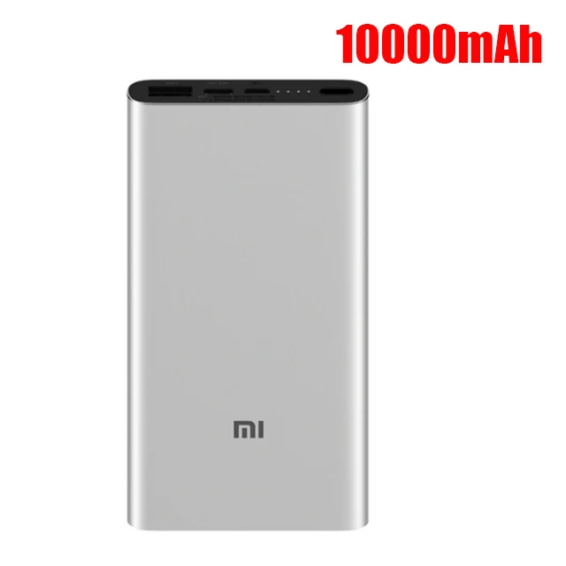 Silver 10000mAh 20000 мАч Xiao mi power Bank 3 mi power Bank 20000 мАч Pro PLM07ZM с тройным выходом USB USB-C 45 Вт Двусторонняя Быстрая зарядка - Цвет: Silver 10000mAh