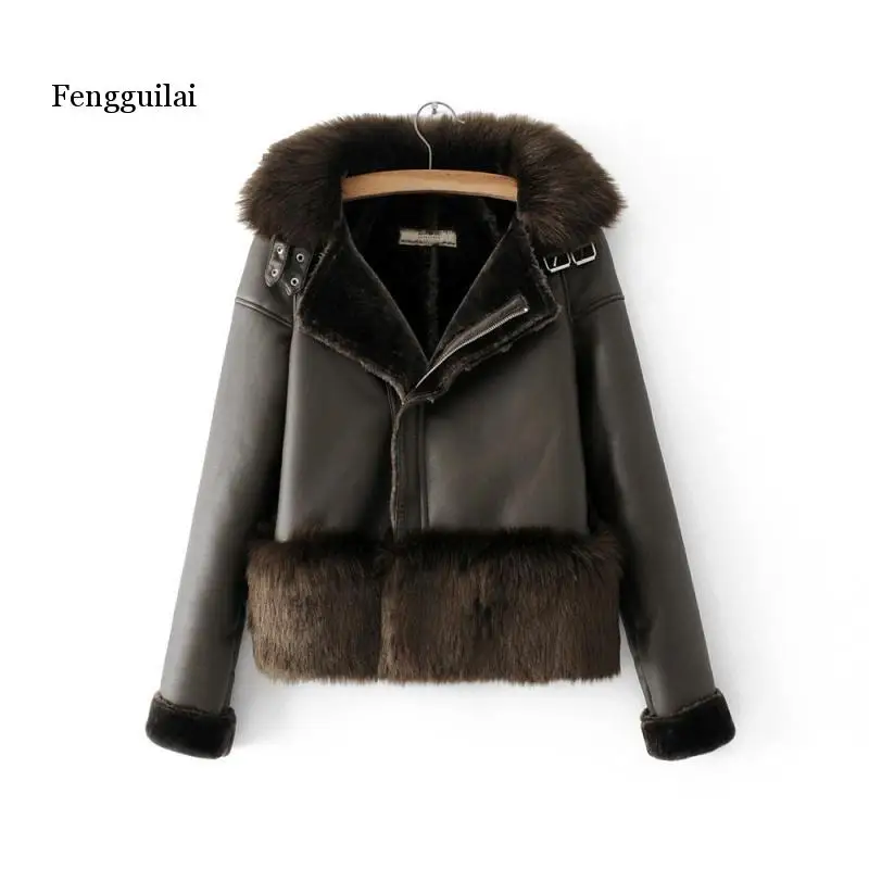 Женские осенне-зимние кожаные куртки, модная новинка, уличная верхняя одежда, женские меховые короткие тонкие теплые кожаные пальто