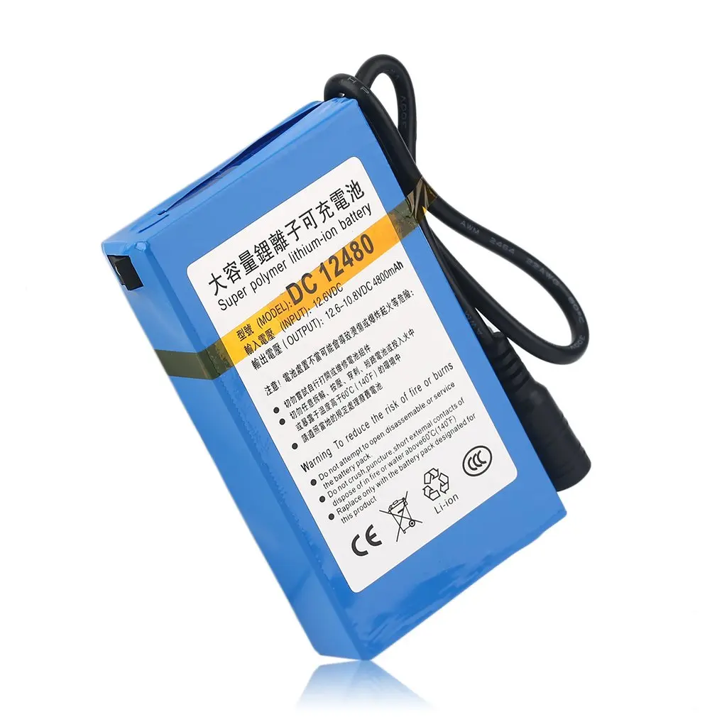 Компактный размер DC12V 4800MAH супер большой емкости перезаряжаемая литий-ионная батарея долговечное использование батареи для камеры видеонаблюдения