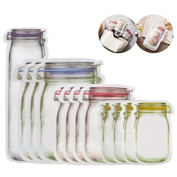 

Reusable Mason Jar Zipper Bag Grocery Bag Candy Jar Food Storage Bag Portable Nuts Cookies Bag Kitchen Food Snacks Sealed XB 131