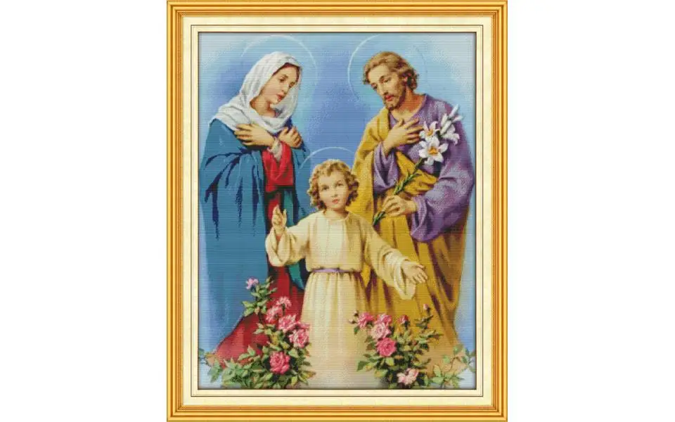 Joy Sunday Набор для вышивания крестиком семья Иисуса из трех узоров Набор для вышивания христианский персонаж портрет декоративная живопись