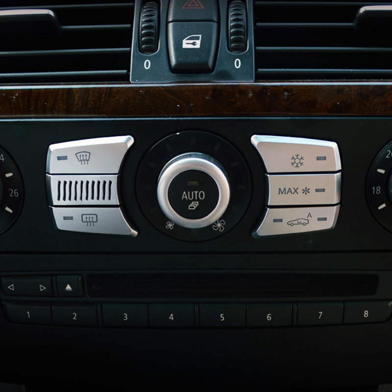Car Styling MENU Button Sequins Chrome ABS Air Conditioning Buttons Cover Trim For BMW 5 Series E60 520 523 525 2004-10 | Автомобили и