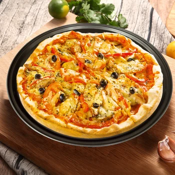 

Diy 5/7/8/9/12 Inch Pizza Plate Mold Round Dish Pizza Plate Aluminium Alloy Non-Stick Coating Home Pizza Making Mould