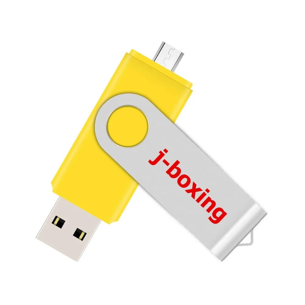 J-boxing 5 шт. Двойной Порт OTG флеш-накопитель USB 8 ГБ 16 ГБ 32 ГБ 64 ГБ Micro USB флеш-накопитель поворотный для samsung huawei планшет желтый